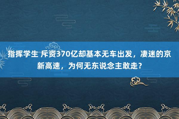 指挥学生 斥资370亿却基本无车出发，凄迷的京新高速，为何无东说念主敢走？