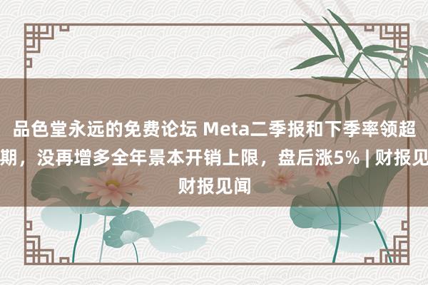 品色堂永远的免费论坛 Meta二季报和下季率领超预期，没再增多全年景本开销上限，盘后涨5% | 财报见闻