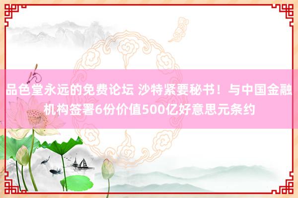 品色堂永远的免费论坛 沙特紧要秘书！与中国金融机构签署6份价值500亿好意思元条约