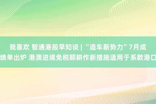 我喜欢 智通港股早知谈 | “造车新势力”7月成绩单出炉 港澳进境免税额耕作新措施适用于系数港口