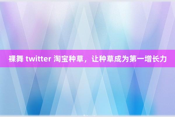 裸舞 twitter 淘宝种草，让种草成为第一增长力