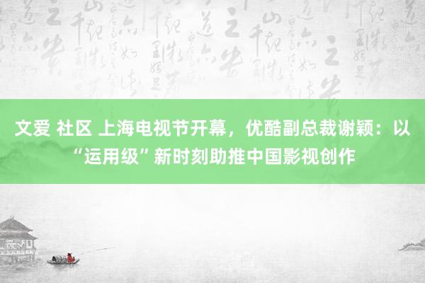 文爱 社区 上海电视节开幕，优酷副总裁谢颖：以“运用级”新时刻助推中国影视创作