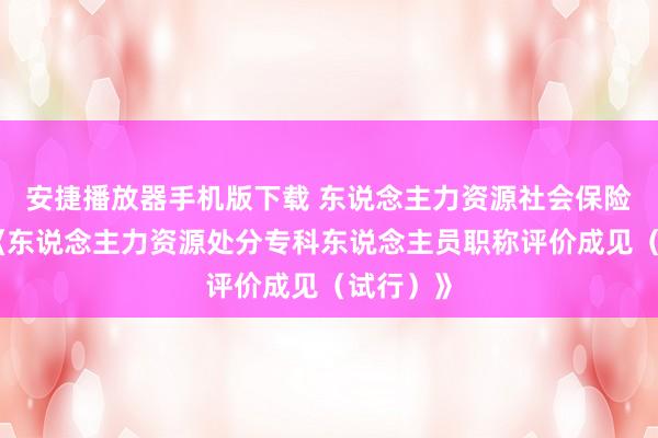 安捷播放器手机版下载 东说念主力资源社会保险部印发《东说念主力资源处分专科东说念主员职称评价成见（试行）》