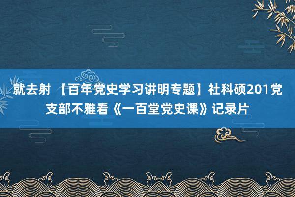 就去射 【百年党史学习讲明专题】社科硕201党支部不雅看《一百堂党史课》记录片